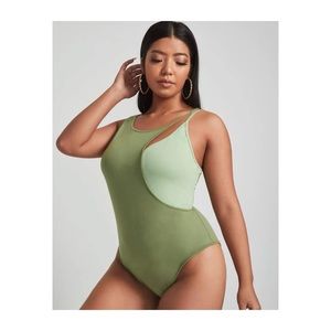 SHEIN | Contrast Panel Asymmetrical Neck Bodysuit